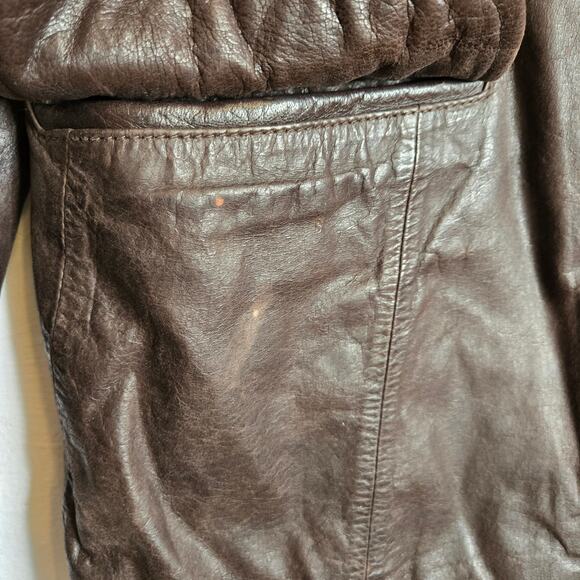 Vintage Leather Jacket Size S Brown 90's Going Out Capsule Wardrobe Classic - Picture 11 of 15